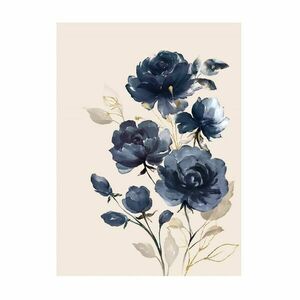 Üveg falikép, rózsák, 50x70 cm, fehér-kék - BLUE DREAM - Butopêa kép
