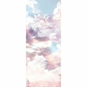 Rózsaszínes felhős eget ábrázoló tapéta, 100x250 cm, világoskék-rózsaszín - LA VIE EN ROSE - Butopêa kép