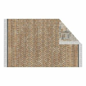 Szürke mintás kétoldalas szőnyeg, 80x150 cm, világosbarna - GOBI - Butopêa kép