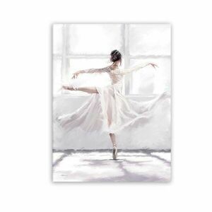 Vászon falikép, fehér ruhás ballerina, 60x80 cm, fehér - OPERA - Butopêa kép