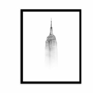 Keretezett falikép, Empire State Building, 50x70 cm, fekete-fehér - TOUR DE BRUME - Butopêa kép