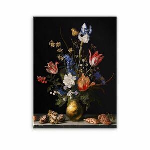 Üveg falikép, virágcsokor vázában, 50x70 cm, fekete - BOUQUET - Butopêa kép
