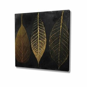 Vászon falikép, levelek, 45x45 cm, fekete - FEUILLES - Butopêa kép