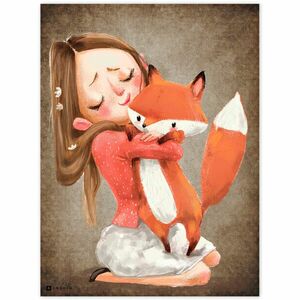 Kép gyerekszobába - Kislány rókával kép