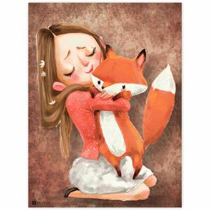 Dekortábla - Kislány rókával kép