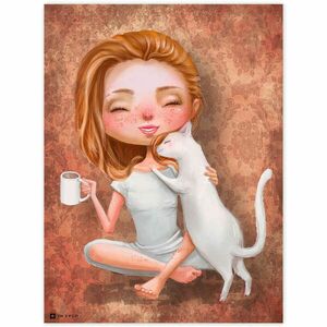 Falképek - Kislány cicával kép