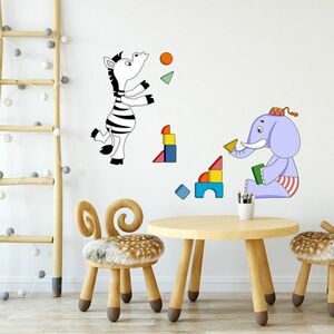 Öntapadós tapéta - Elefánt és zebra kép