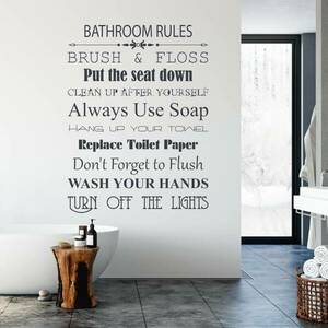 Idézetes falmatrica - Bathroom Rules kép