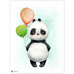 Képek falra - Panda színes lufikkal kép