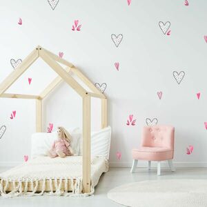 Falmatrica - Fehér és rózsaszín szívecskék kép