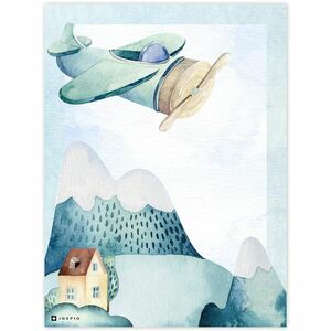 Falikép gyerekszobába - Repülő dombokkal és házikóval kép