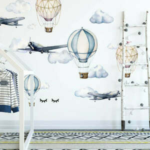 Falmatricák - Hőlégballonok akvarell színekben kép