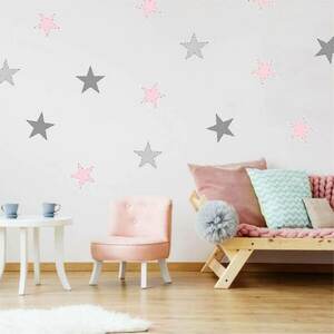 Falmatricák - Rózsaszín és szürke csillagok kép