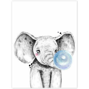Kép - Elefánt kék buborékkal kép