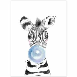 Képek falra - Zebra kék buborékkal kép