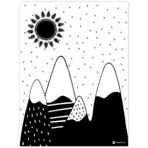 Képek falra - fekete-fehér dombok napocskával kép