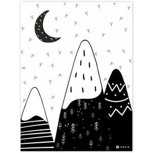 Falikép - fekete-fehér dombok és hold kép