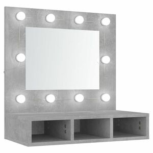 vidaXL betonszürke színű tükrös szekrény LED-ekkel 60 x 31, 5 x 62 cm kép