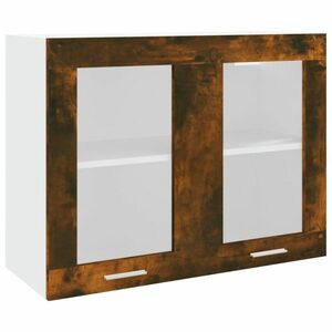 vidaXL füstös tölgy színű szerelt fa fali üvegszekrény 80 x 31 x 60 cm kép