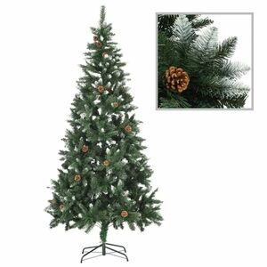 vidaXL műkarácsonyfa fenyőtobozokkal és fehér csillámmal 210 cm kép