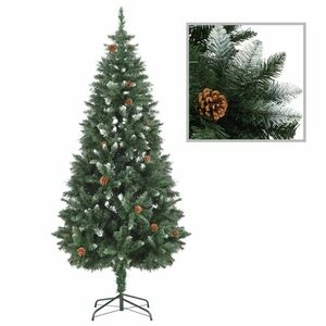 vidaXL műkarácsonyfa fenyőtobozokkal és fehér csillámmal 180 cm kép