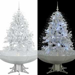 vidaXL fehér havazó karácsonyfa ernyő alakú talppal 140 cm kép