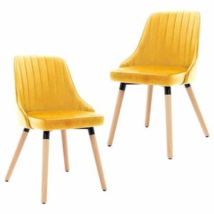 vidaXL 323059 Dining Chairs 2 pcs Yellow Velvet kép