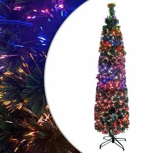 vidaXL száloptikás vékony műkarácsonyfa talppal 210 cm kép