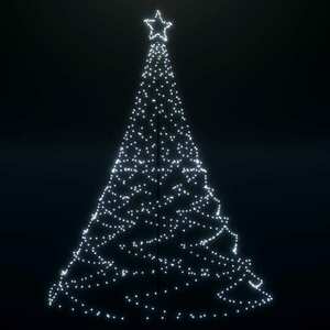 vidaXL hideg fehér 1400 LED-es karácsonyfa fémoszloppal 5 m kép