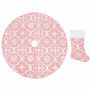 vidaXL fényűző rózsaszín szövet karácsonyfatalp-takaró zoknival 90 cm kép