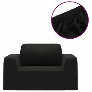 vidaXL fekete sztreccs poliészterdzsörzé kanapé-védőhuzat kép