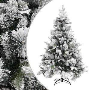vidaXL PVC/PE karácsonyfa pelyhes hóval és tobozokkal 150 cm kép
