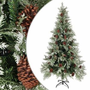 vidaXL zöld és fehér karácsonyfa fenyőtobozokkal 225 cm kép