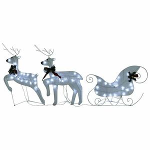 vidaXL fehér rénszarvas és szán karácsonyi dekoráció 280x28x55 cm kép