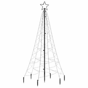 vidaXL hideg fehér fényű karácsonyfa tüskével 200 LED-del 180 cm kép