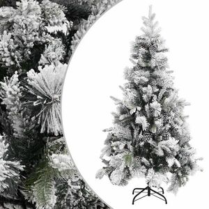 vidaXL PVC/PE karácsonyfa pelyhes hóval és tobozokkal 225 cm kép