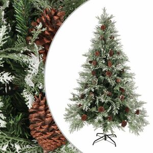 vidaXL zöld és fehér karácsonyfa fenyőtobozokkal 120 cm kép