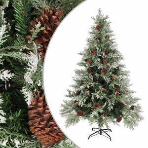 vidaXL zöld és fehér karácsonyfa fenyőtobozokkal 150 cm kép