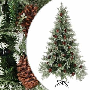 vidaXL zöld és fehér karácsonyfa fenyőtobozokkal 195 cm kép