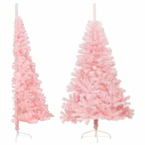 vidaXL rózsaszín PVC fél műkarácsonyfa állvánnyal 120 cm kép