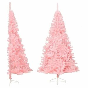 vidaXL rózsaszín PVC fél műkarácsonyfa állvánnyal 210 cm kép