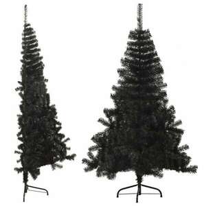 vidaXL fekete PVC fél műkarácsonyfa állvánnyal 120 cm kép