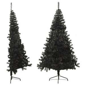 vidaXL fekete PVC fél műkarácsonyfa állvánnyal 210 cm kép
