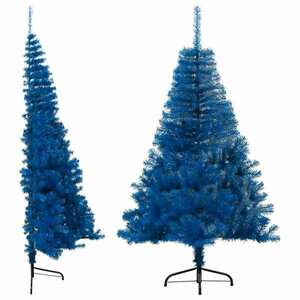 vidaXL kék PVC fél műkarácsonyfa állvánnyal 120 cm kép