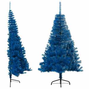 vidaXL kék PVC fél műkarácsonyfa állvánnyal 150 cm kép