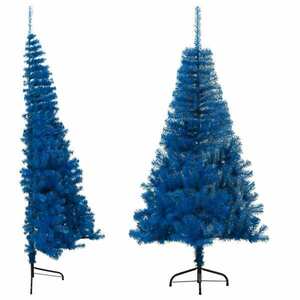 vidaXL kék PVC fél műkarácsonyfa állvánnyal 180 cm kép