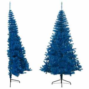 vidaXL kék PVC fél műkarácsonyfa állvánnyal 210 cm kép
