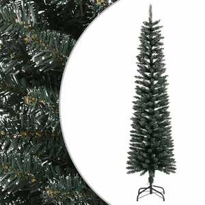 vidaXL zöld PVC vékony műkarácsonyfa állvánnyal 180 cm kép