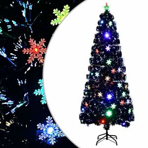 vidaXL fekete száloptikás karácsonyfa LED-es hópelyhekkel 240 cm kép