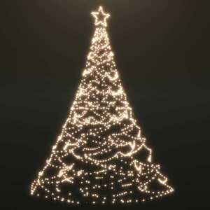 vidaXL meleg fehér 1400 LED-es karácsonyfa fémoszloppal 5 m kép